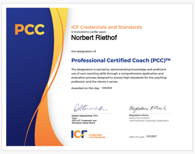 PCC Certificate Norbert Riethof
